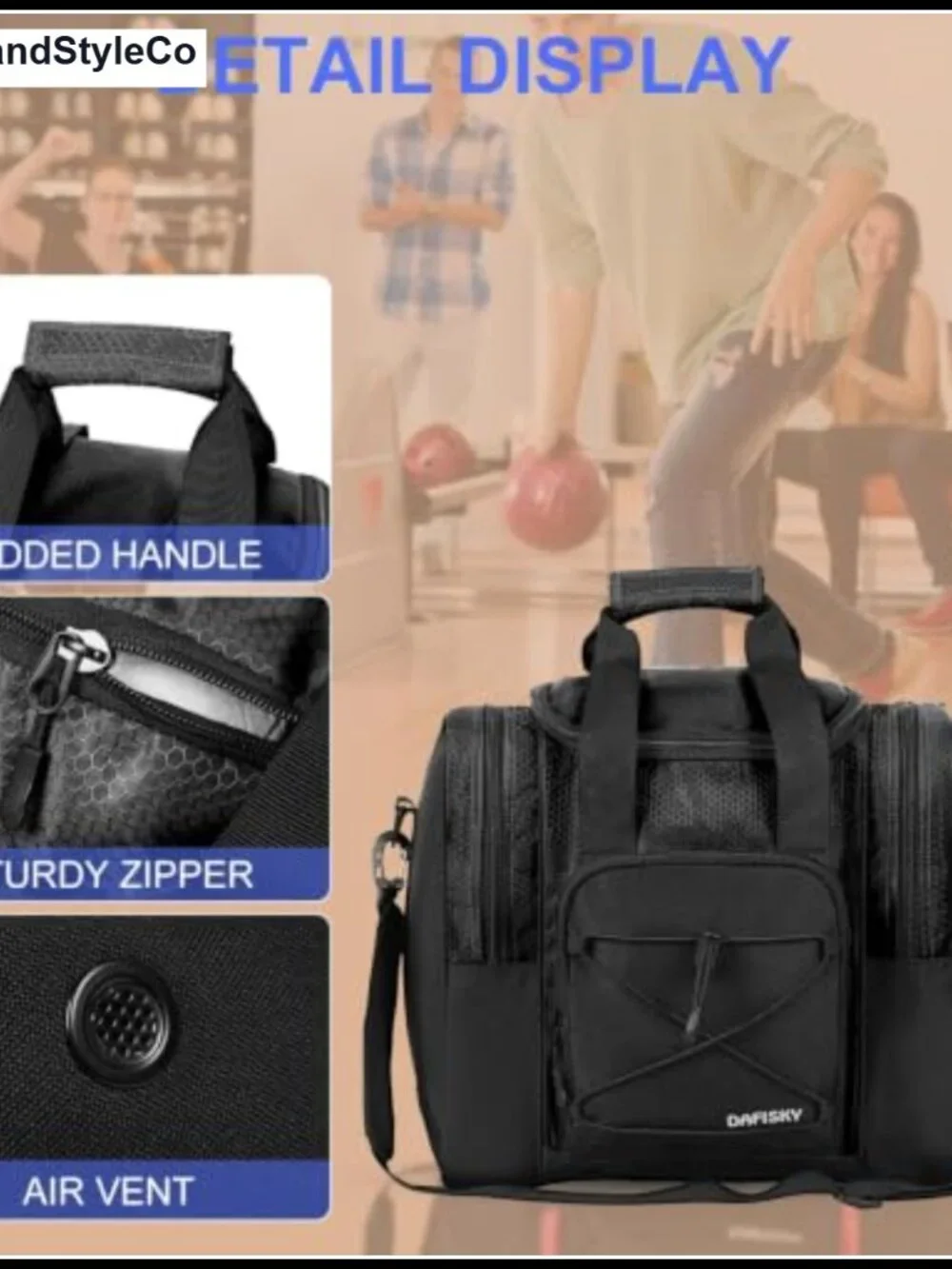 Bowling Ball Bag for Men & Women - Single Ball Tote with Padded Holder,